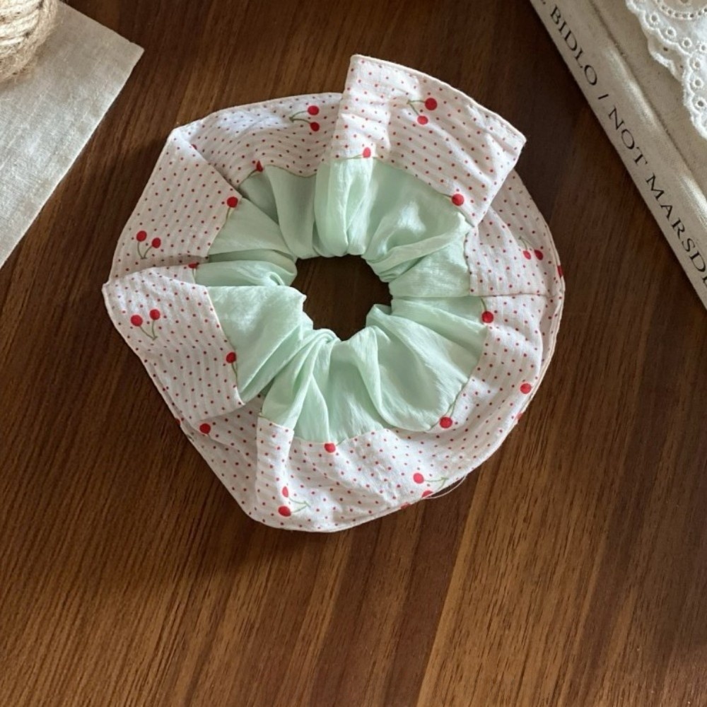 Women's Cloth Telephone Cord Hair Tie for Spring Summer Cherry Bow Knot