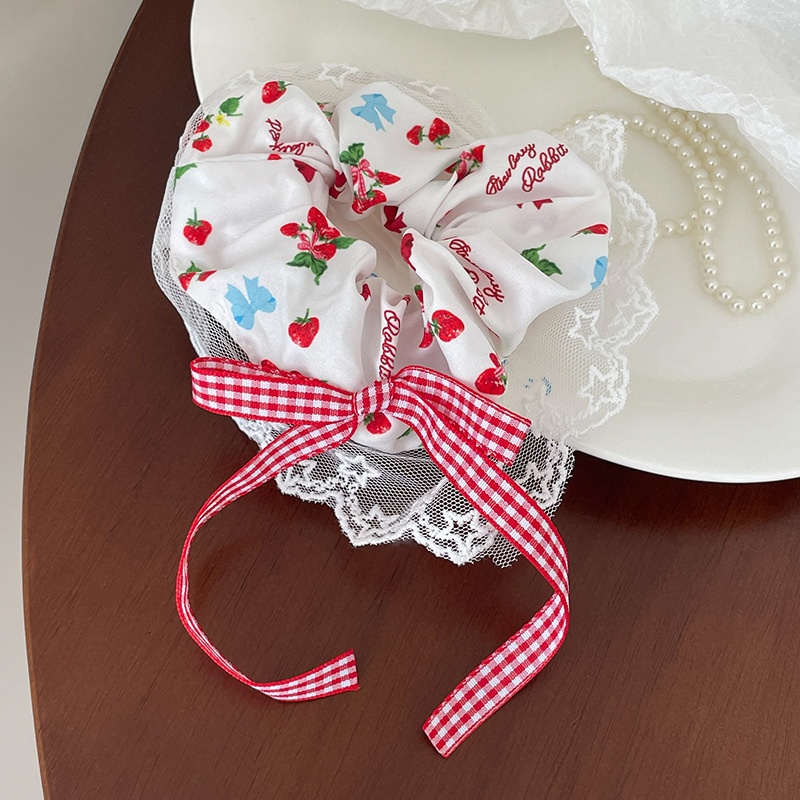 Women Daily Oversized High Elastic Lace Hair Scrunchie Elegant Floral