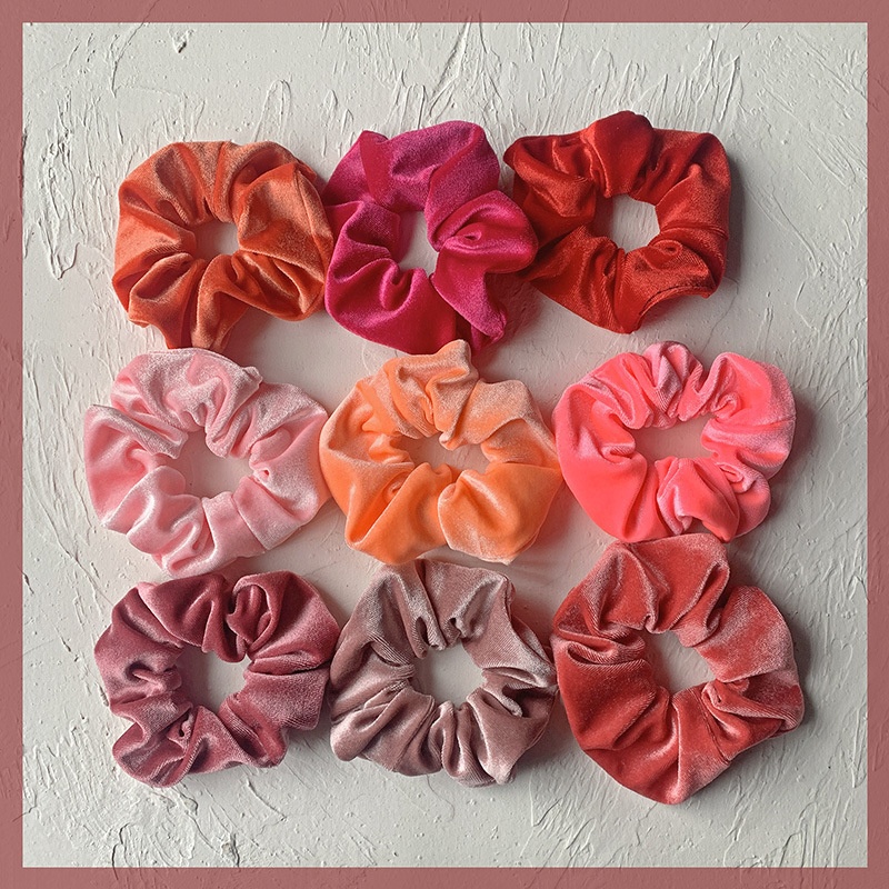 Women's Winter Gold Velvet Large Hair Scrunchies 46 Solid Colors