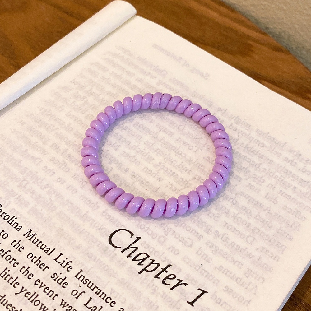 Girls Daily Rubber Spiral Telephone Line Hair Ring Sweet Candy Color