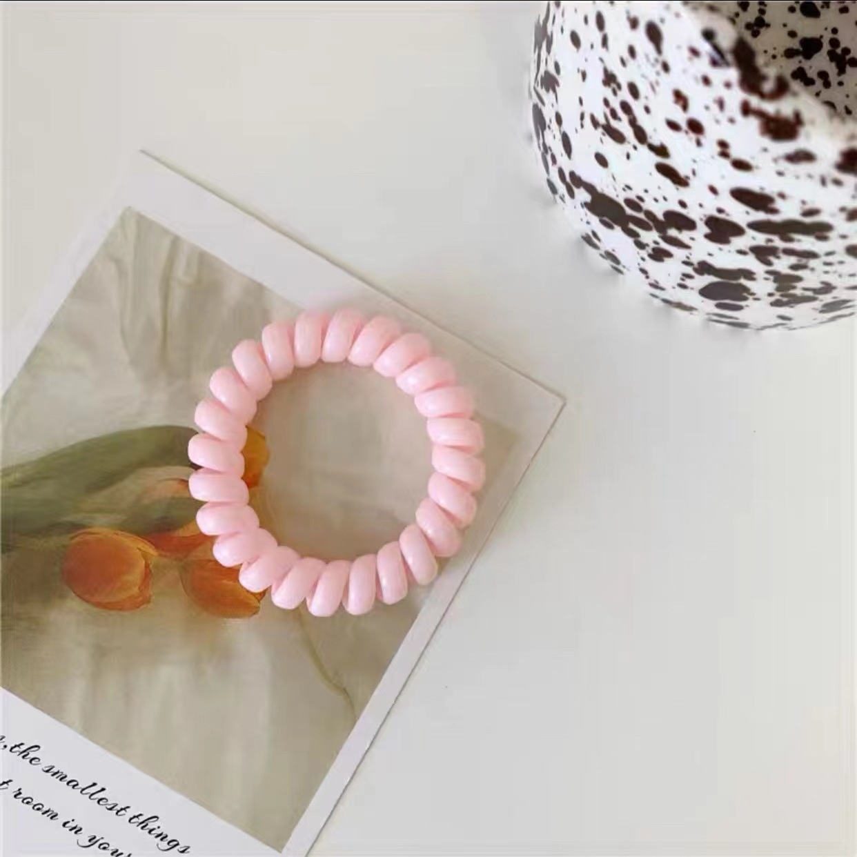 Girls Sweet Traceless Spiral Telephone Wire Hair Ties Candy Color