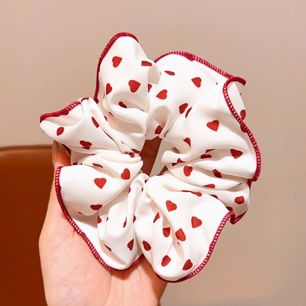 Girls High Elastic Cloth Bun Scrunchie Hair Accessories Red Bow