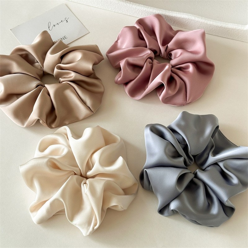 Women's Premium Satin Large Hair Bands Autumn Winter Solid Color
