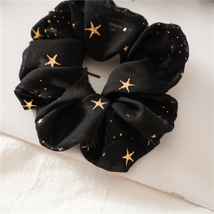 Women's Sweet Chiffon Scrunchie All-Match Hair Tie Printed Star Pattern