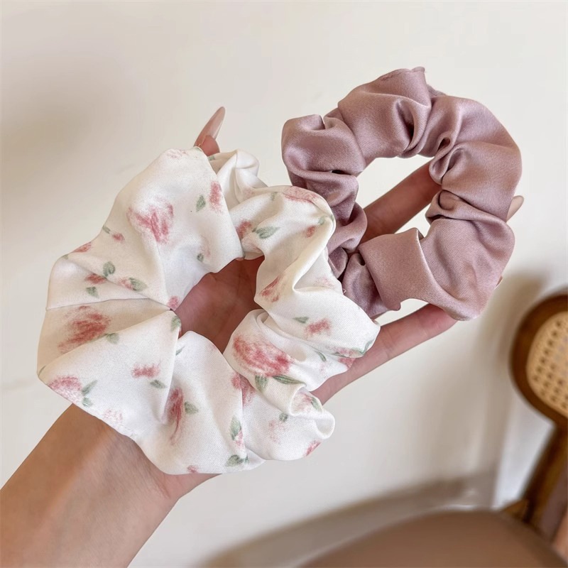 Women Daily Oversized High Elastic Lace Hair Scrunchie Elegant Floral