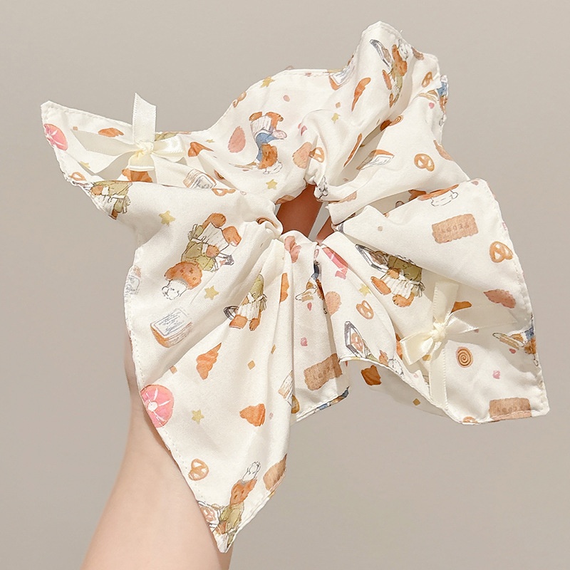 Women's Elegant Square Scarf Scrunchie Chic Cloth Ponytail Hair Tie