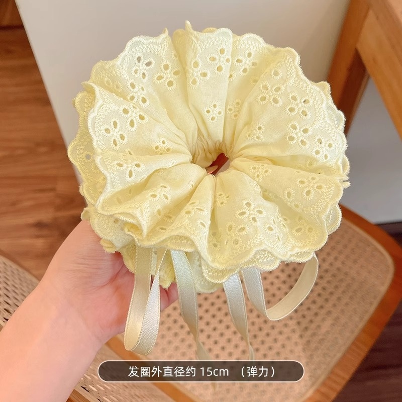 Women's Handmade Spring Ponytail Hair Scrunchie Checkered Fabric