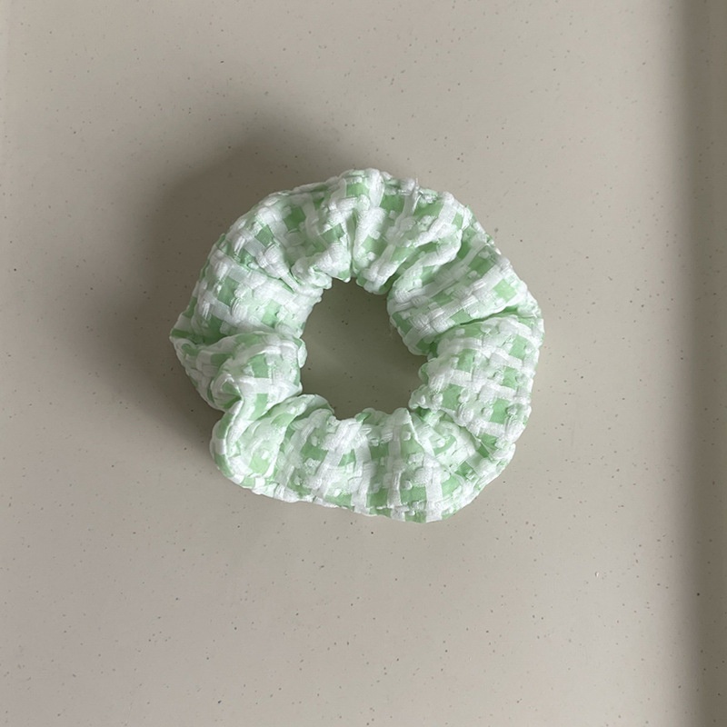 Women's Summer Fabric Scrunchie Pleated Plaid Leopard Hair Tie