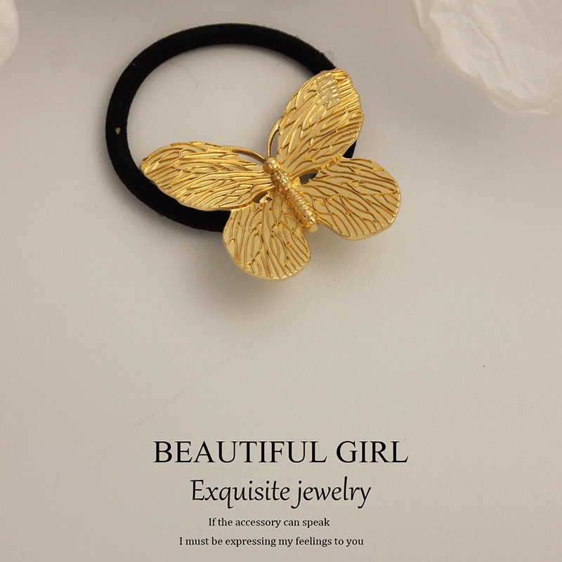 Women's Versatile Retro Alloy Elastic Hair Ties Round Cold Tone