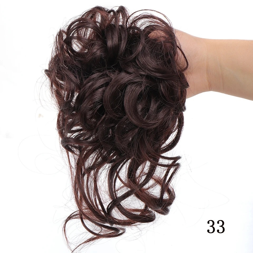 Women Daily Updo Messy Bun Hair Ring High Temp Silk Natural Texture