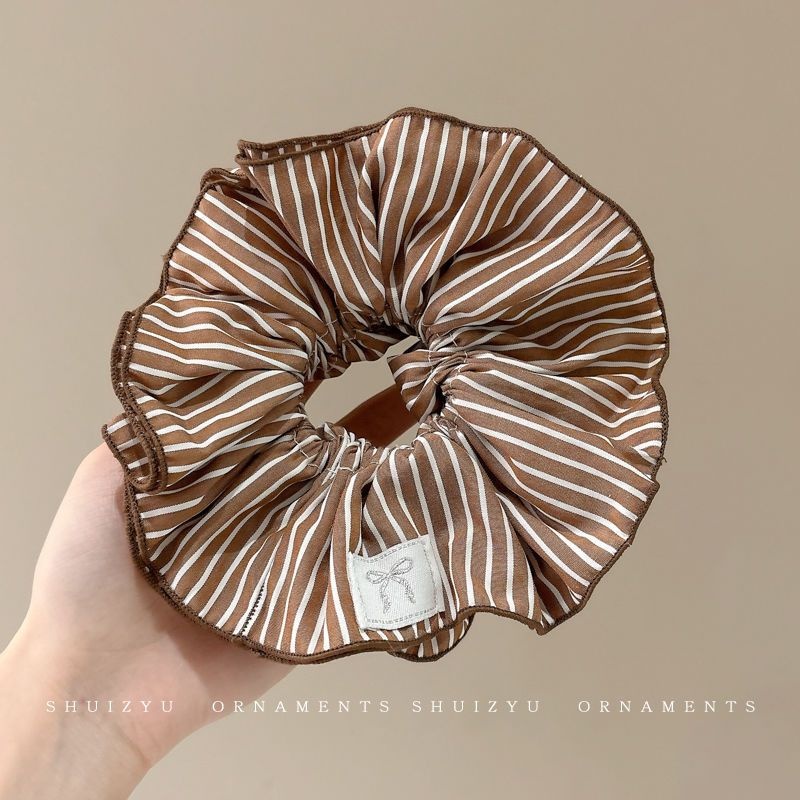 Women's Handmade Spring Ponytail Hair Scrunchie Checkered Fabric