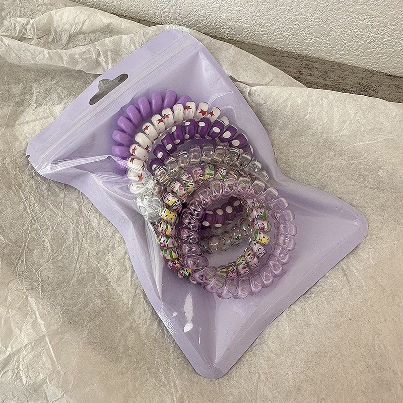 Women's Elastic Telephone Cord Hair Ties Summer Dopamine Candy Colors