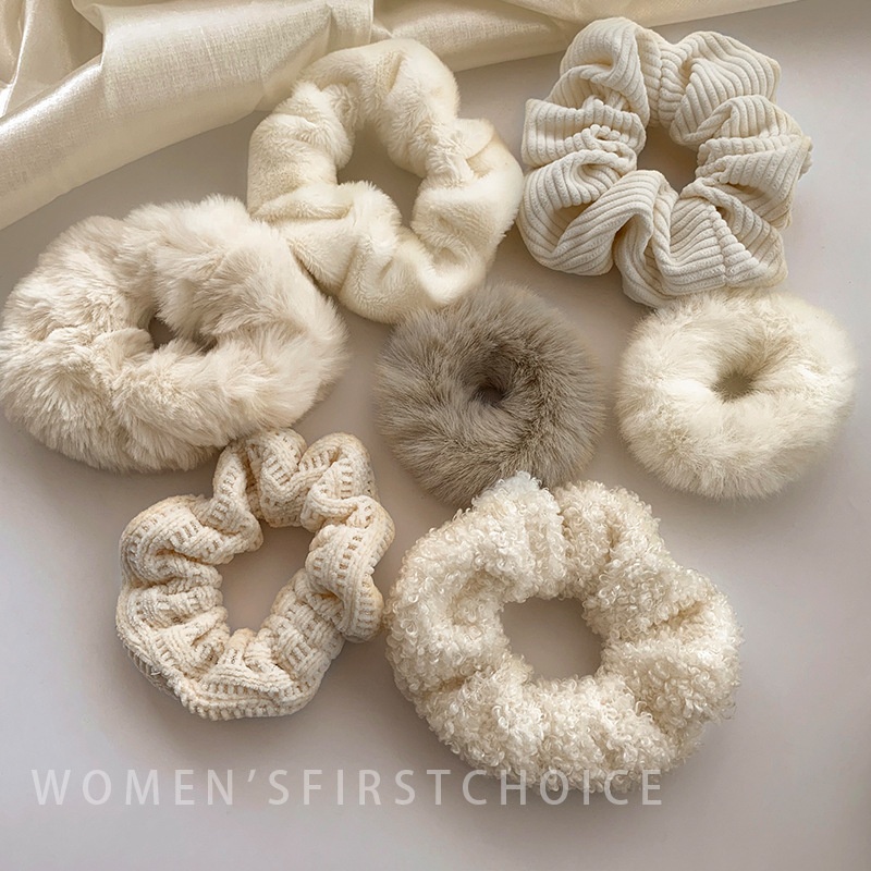 Women's Daily Winter Fluffy Plush Hair Tie Scrunchie Solid Color