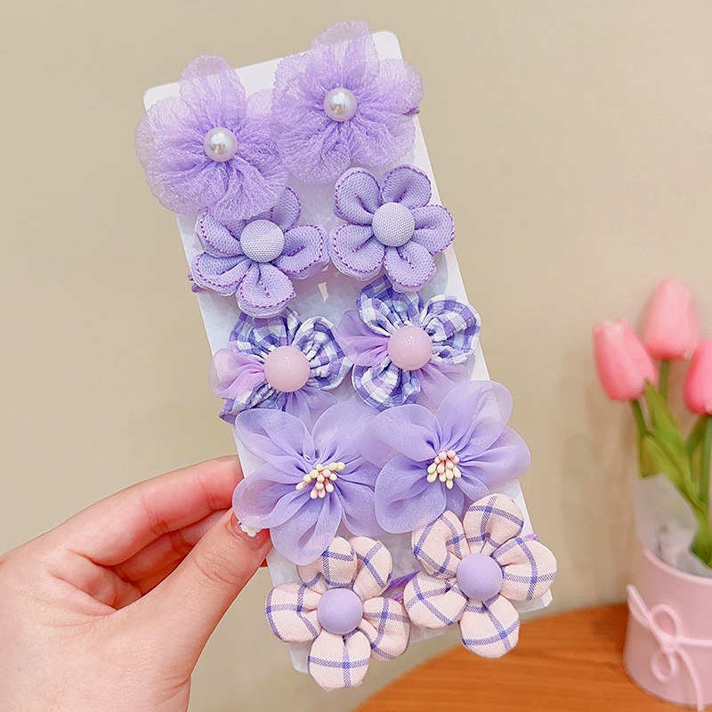 Baby Girls No-Damage Cloth Ponytail Hair Ties Sweet Floral Pattern