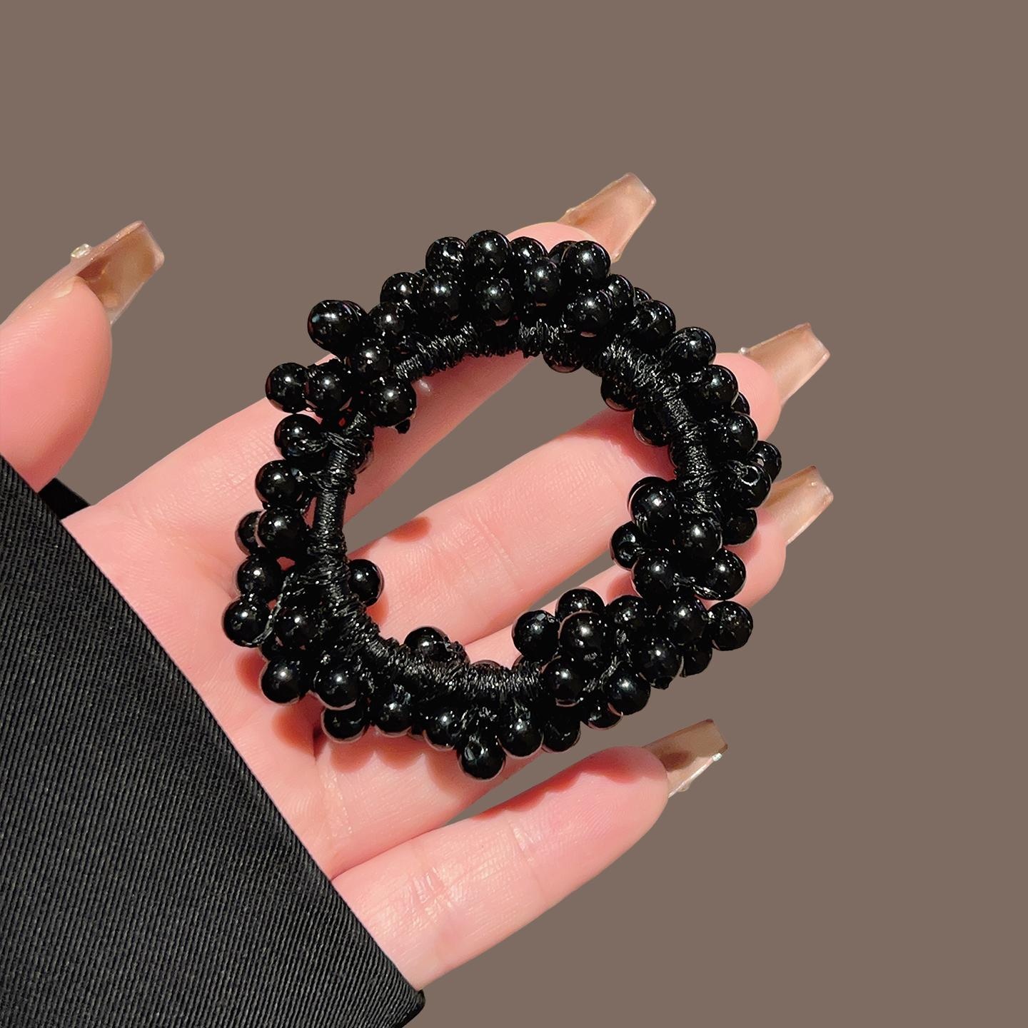 Women's Pearl Beaded Non-Slip Hair Tie For All Seasons Solid Color