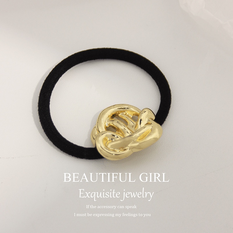 Women's Versatile Retro Alloy Elastic Hair Ties Round Cold Tone