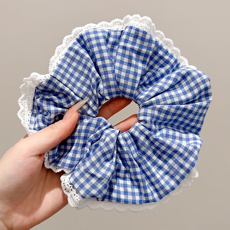 Women Daily Oversized High Elastic Lace Hair Scrunchie Elegant Floral