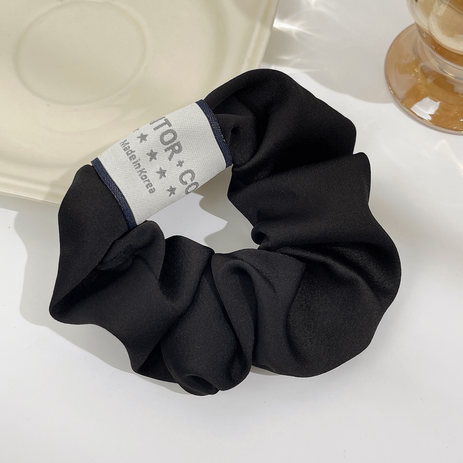 Women's Summer Fabric Scrunchie Pleated Plaid Leopard Hair Tie