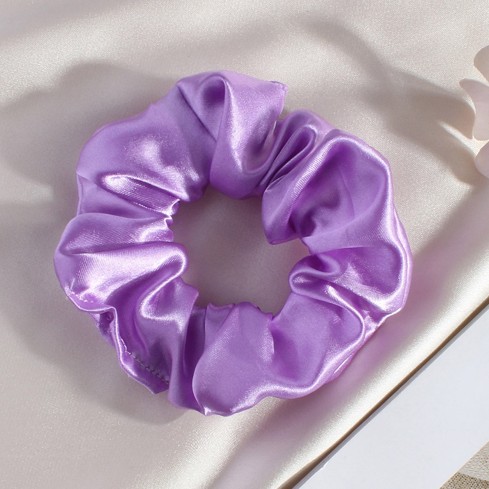 Women's Elegant Summer French Satin Hair Scrunchie Solid Purple