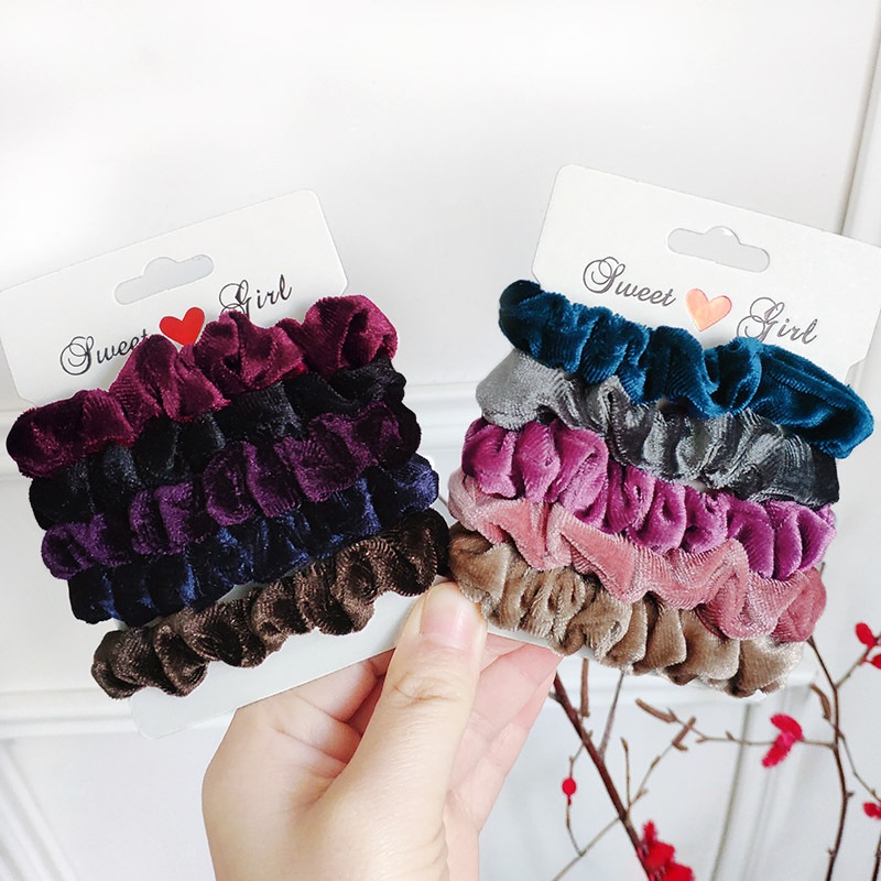 Women's Festival Velvet Hair Scrunchies Set Geometric Printed