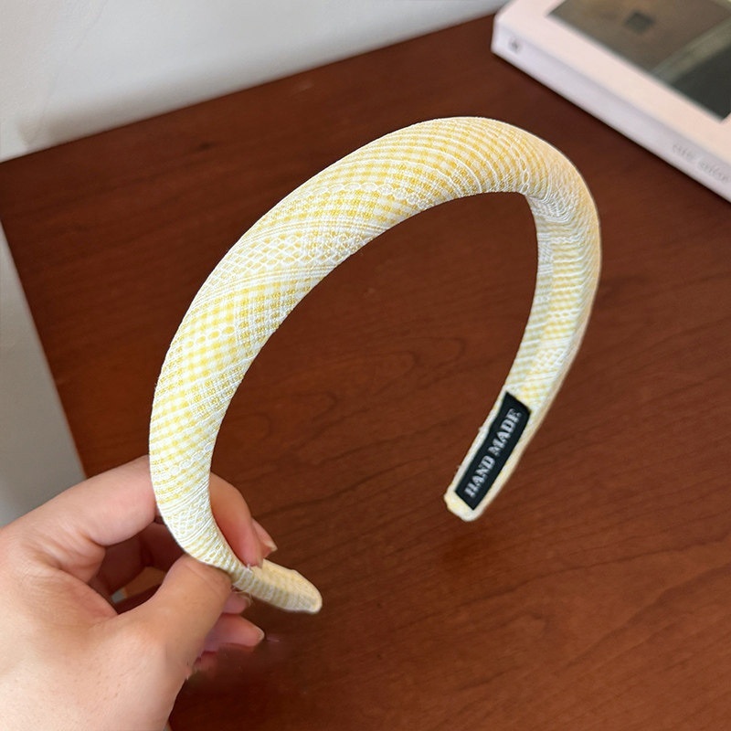 Women's Sweet Satin Hair Tie For Autumn And Winter Yellow Plaid