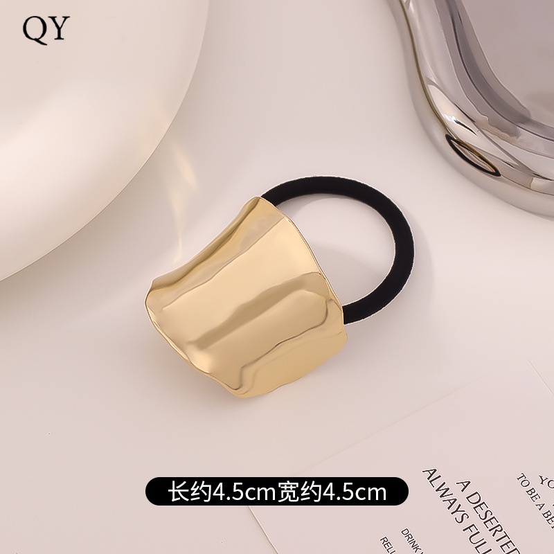 Women's Versatile Retro Alloy Elastic Hair Ties Round Cold Tone