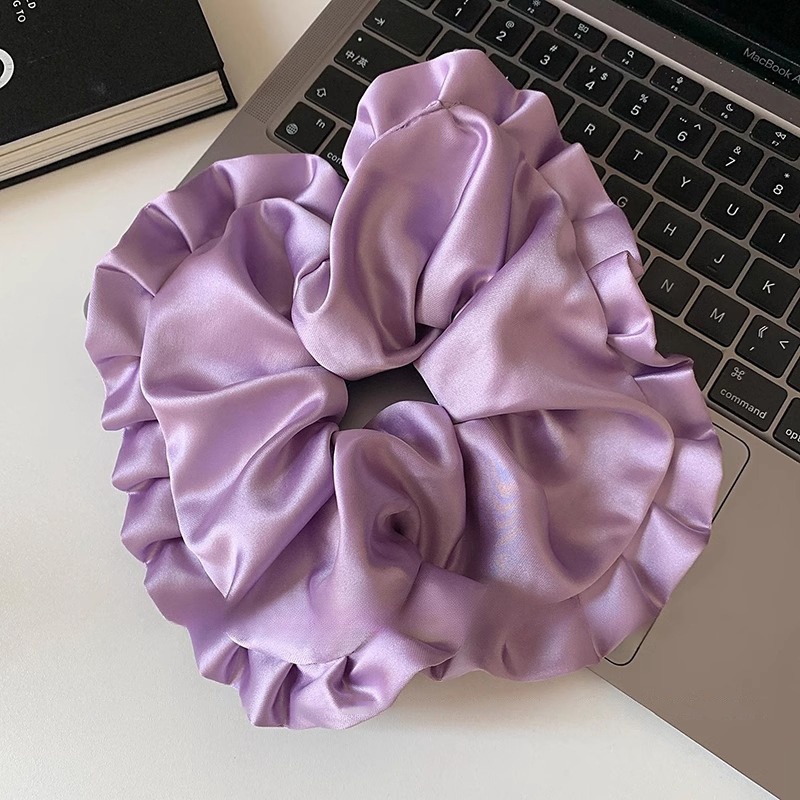 Women Daily Oversized High Elastic Lace Hair Scrunchie Elegant Floral