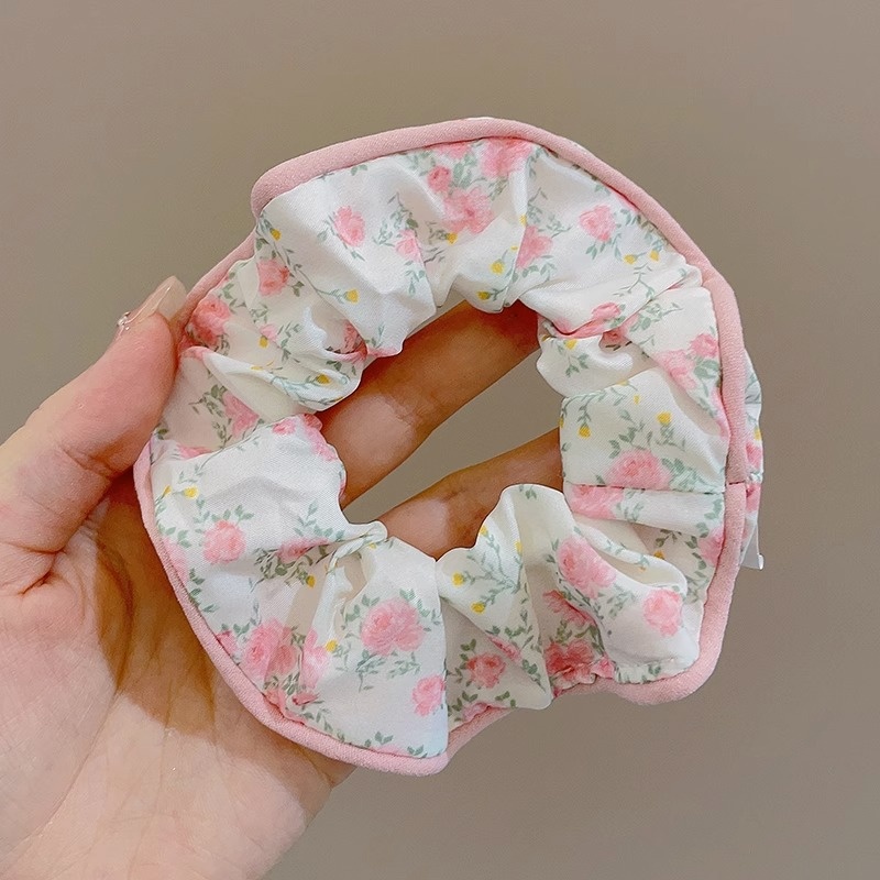 Women's Cloth Lace Scarf Scrunchie Daily Hair Tie Spring Tulip Floral