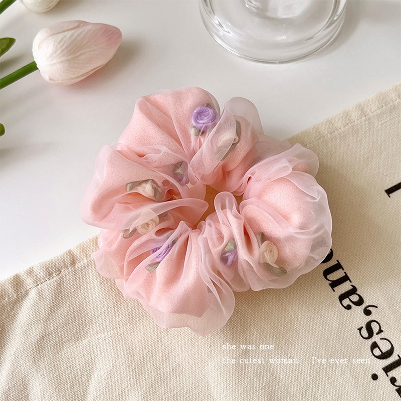 Women's Flower Hair Tie Sweet Street Style Grey Pink Floral Pattern