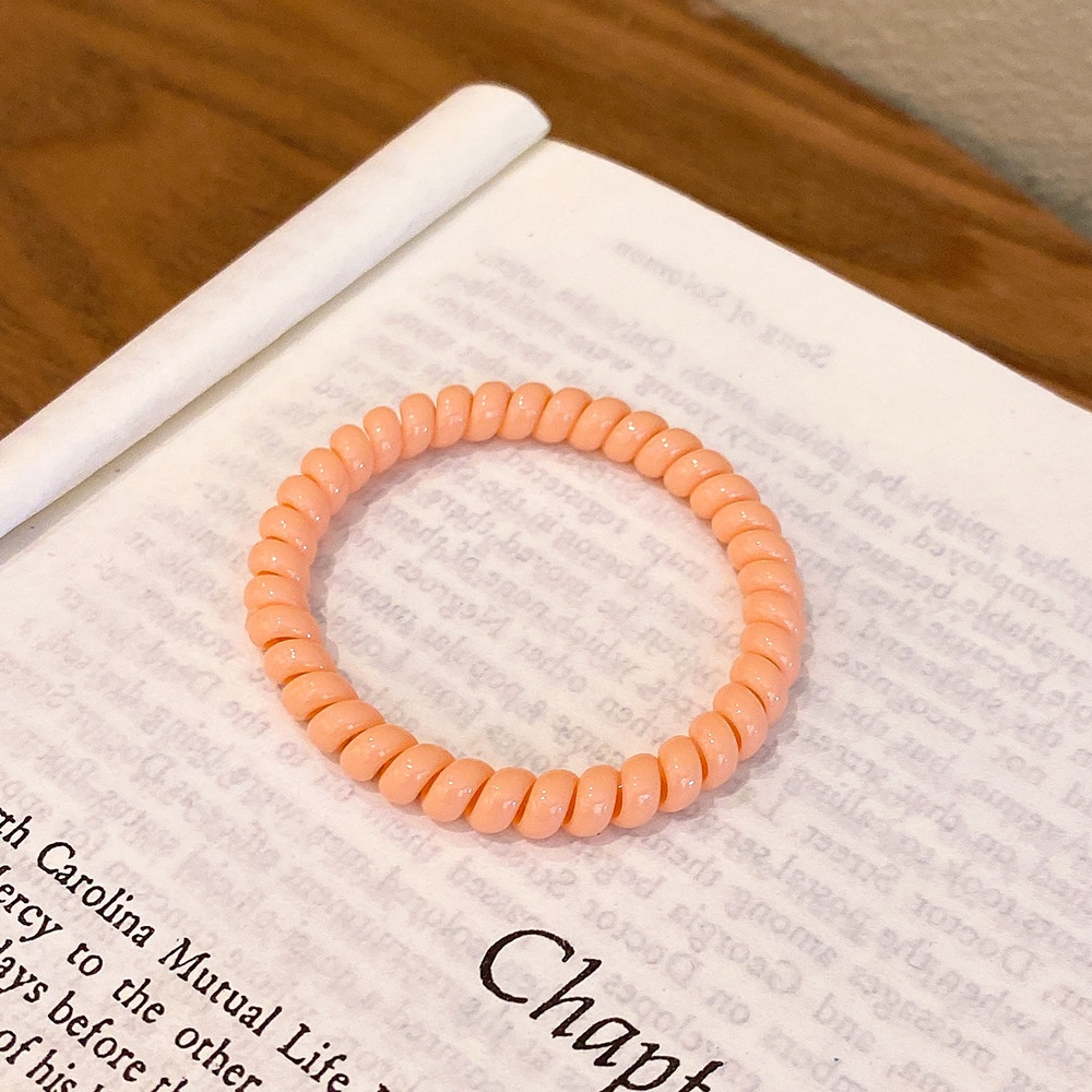 Girls Daily Rubber Spiral Telephone Line Hair Ring Sweet Candy Color