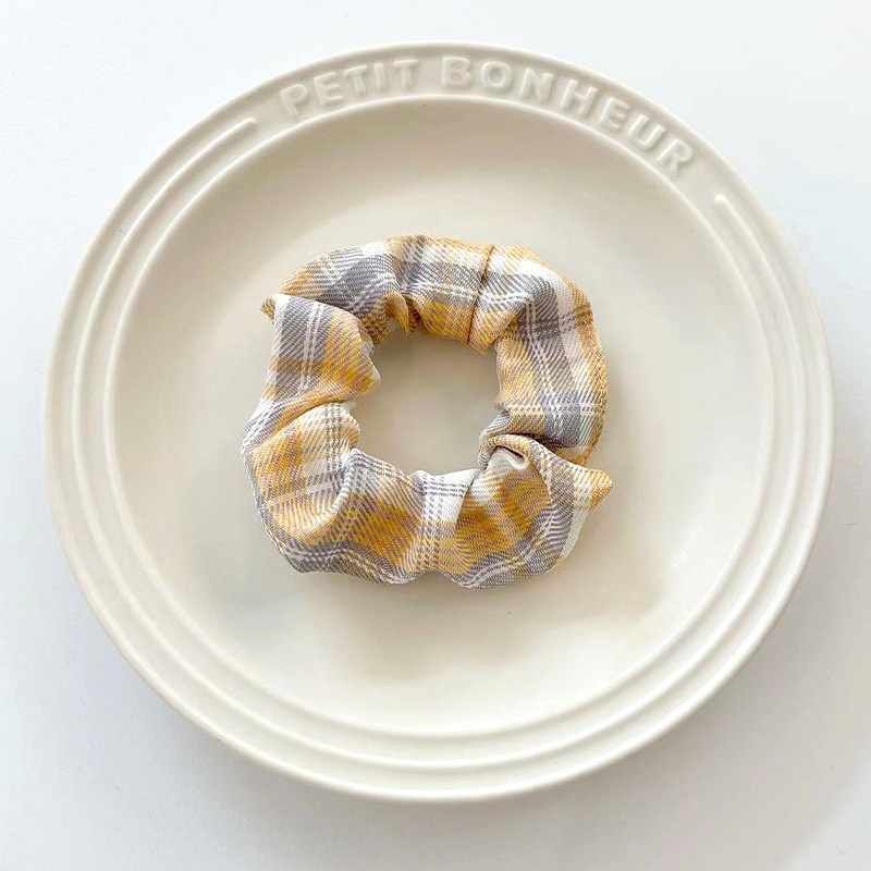 Women's Summer Fabric Scrunchie Pleated Plaid Leopard Hair Tie