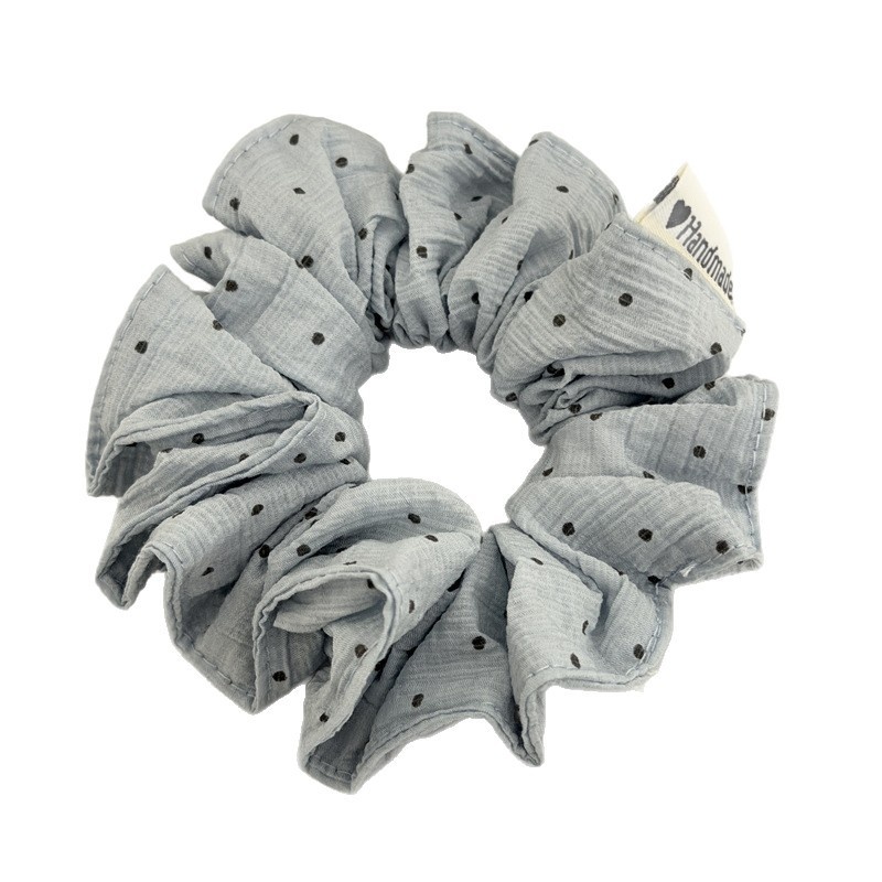 Women's Daily Soft Cloth Hair Tie Scrunchie White Blue Black Polka Dots