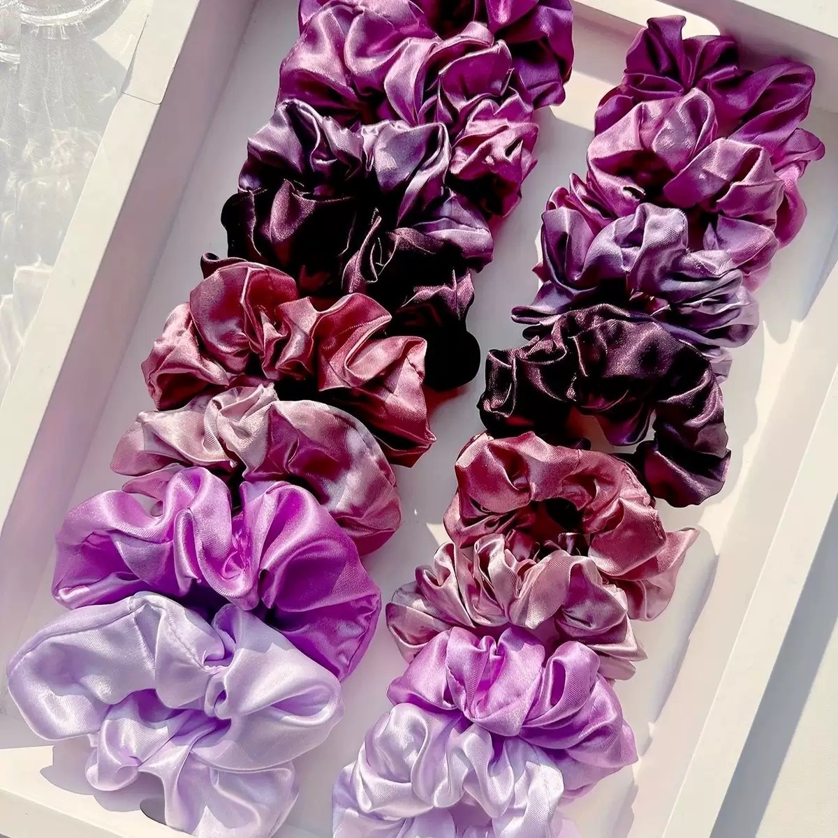 Women Elastic Hair Ties 16Pcs Cute Round Oval Fabric Bands Solid Color