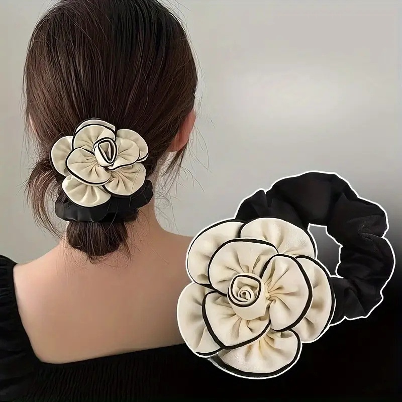 Women's Elegant Hair Tie Claw Clip Sweet Mountain Flower Horse Print