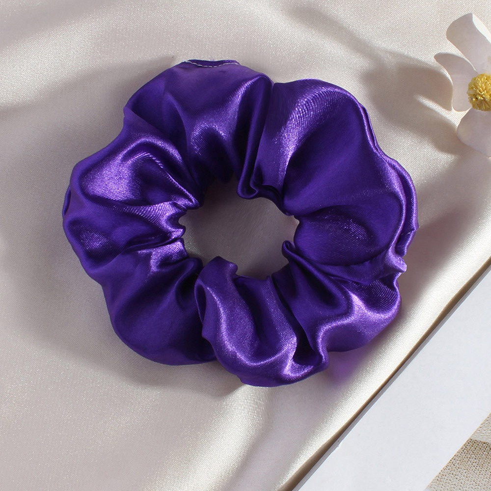 Women's Elegant Summer French Satin Hair Scrunchie Solid Purple
