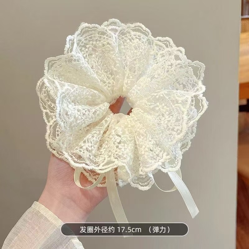 Women's Spring Summer Elegant Bowknot Hair Tie Sweet Lace Pattern