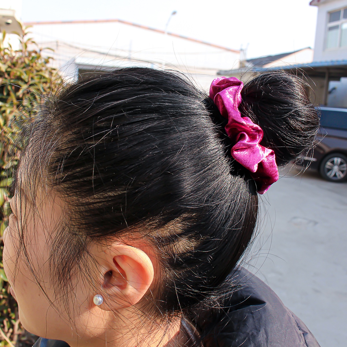 Women's All-Season French Satin Hair Ties 5PCS Multicolor Solid Leopard