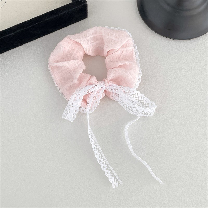 Women Daily Oversized High Elastic Lace Hair Scrunchie Elegant Floral
