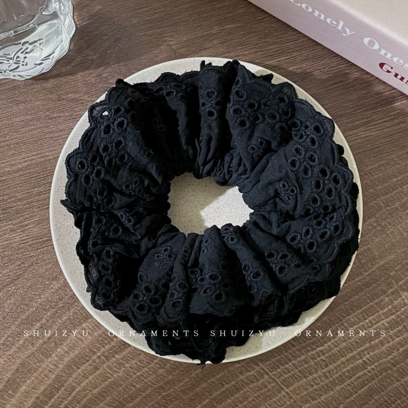 Women's Sweet Bun Scrunchie Hair Tie Multi-layer Lace Knit Cloth