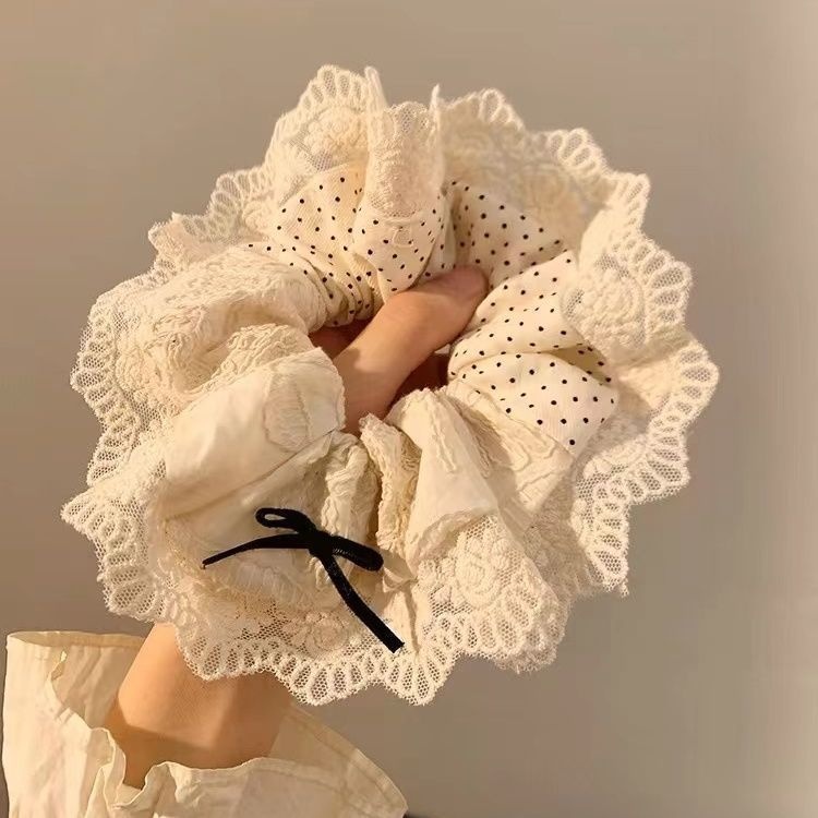 Women Daily Oversized High Elastic Lace Hair Scrunchie Elegant Floral