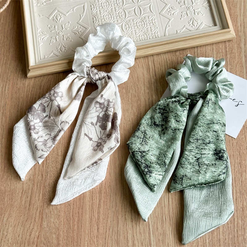 Women's Casual Satin Bow Hair Tie Elegant Butterfly Horse Print