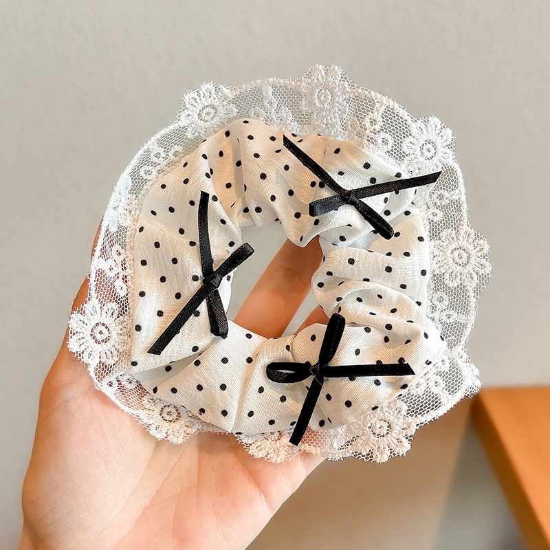 Women's Cloth Lace Scarf Scrunchie Daily Hair Tie Spring Tulip Floral