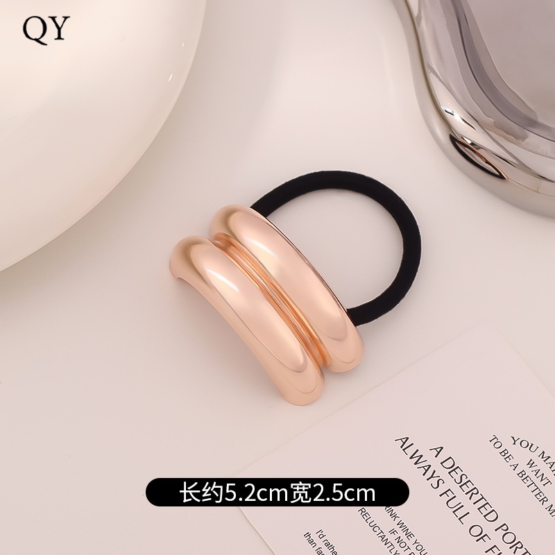 Women's Versatile Retro Alloy Elastic Hair Ties Round Cold Tone