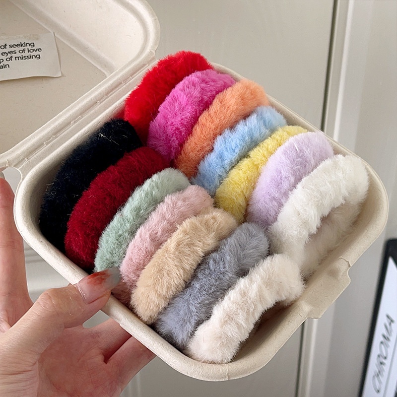 Women's Autumn Winter Plush Elastic Ponytail Scrunchies Candy Color