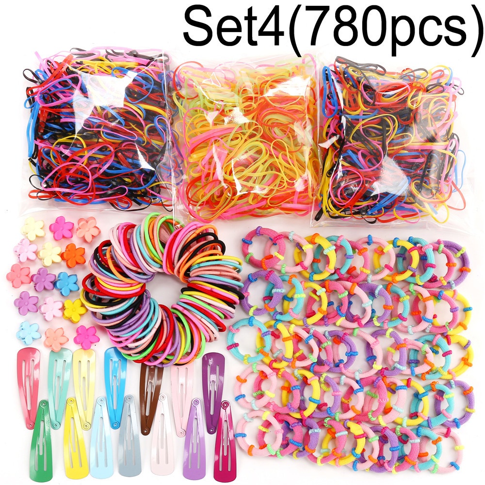 Girls Cute Hair Accessories Set Rubber Band Ties Simple Knitted Petals