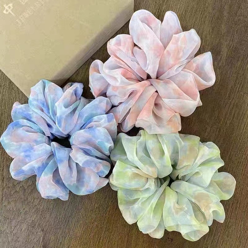Women's Elegant Pastoral Ditsy Floral Gauze Hair Tie Summer Holiday Scrunchie