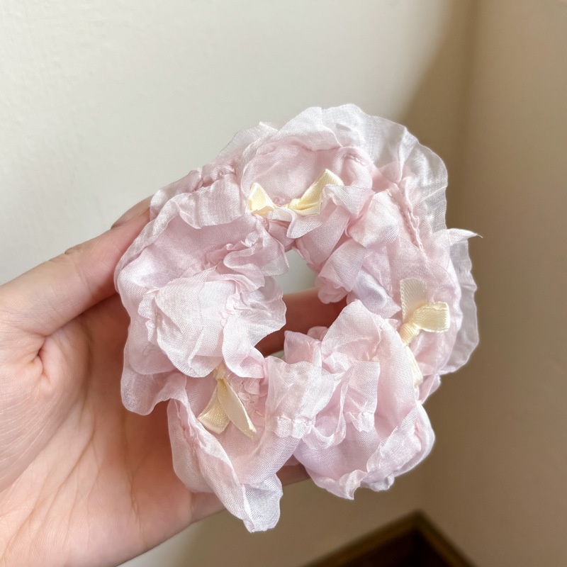 Women's Cloth Lace Scarf Scrunchie Daily Hair Tie Spring Tulip Floral