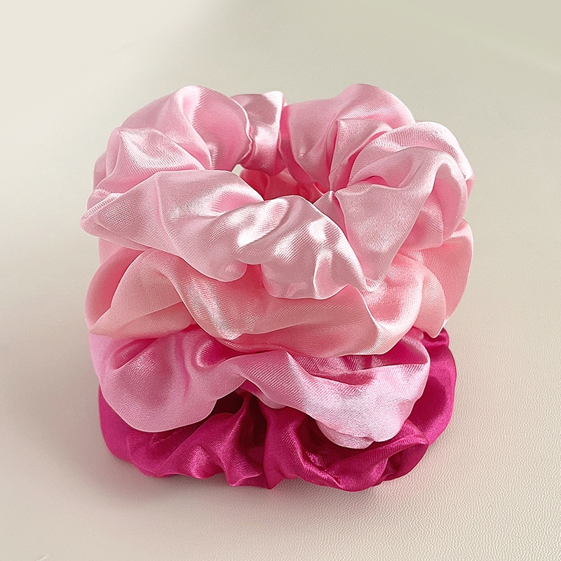 Women's Soft Fabric Ponytail Scrunchie Elastic Hair Tie Solid Pink