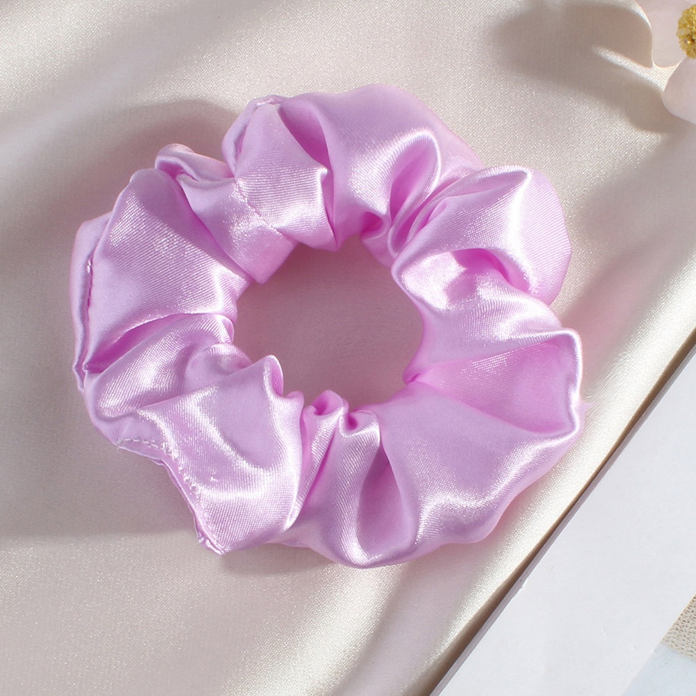 Women's Elegant Summer French Satin Hair Scrunchie Solid Purple