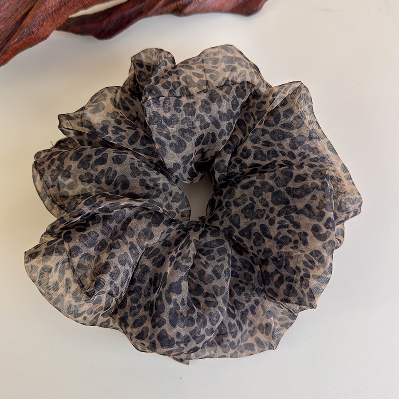 Women's Casual Fabric Elastic Scrunchies High Ponytail Leopard Print